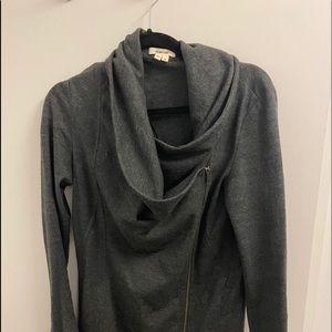 Helmut Lang Cowl Neck Zip Gray Sweater